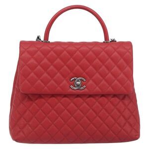 Chanel Coco Top Handle Caviar Red Calfskin Handbag